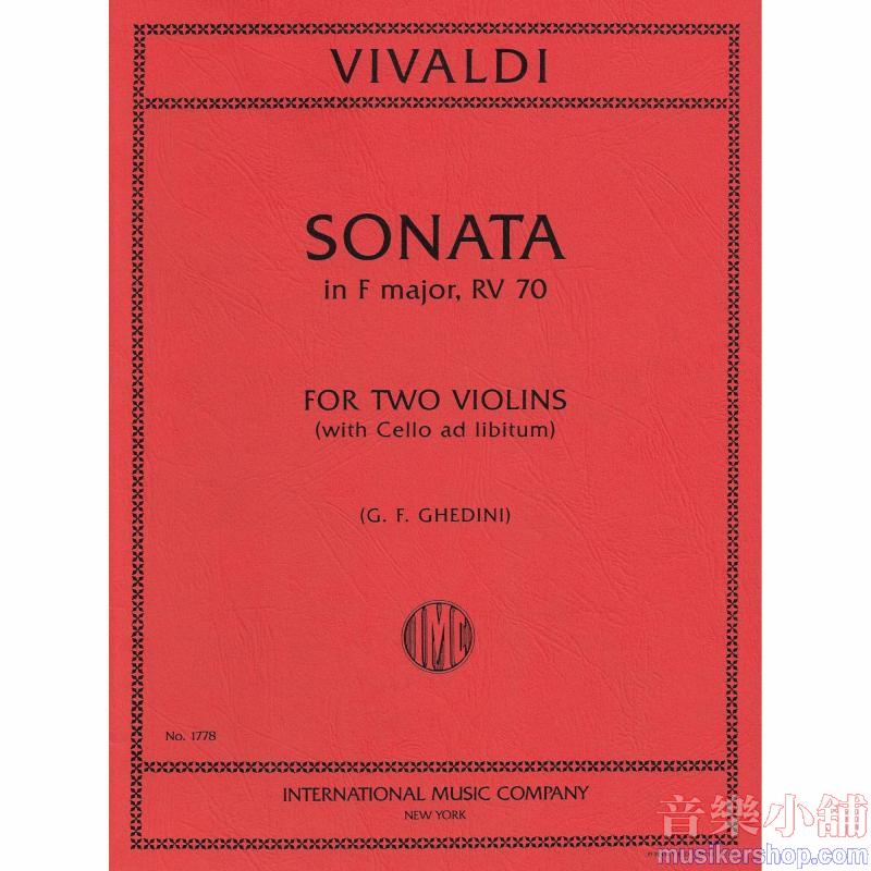 Vivaldi：Sonata Fa F Xiii N. 4 (Vc Ad Lib.) (Ghedini)