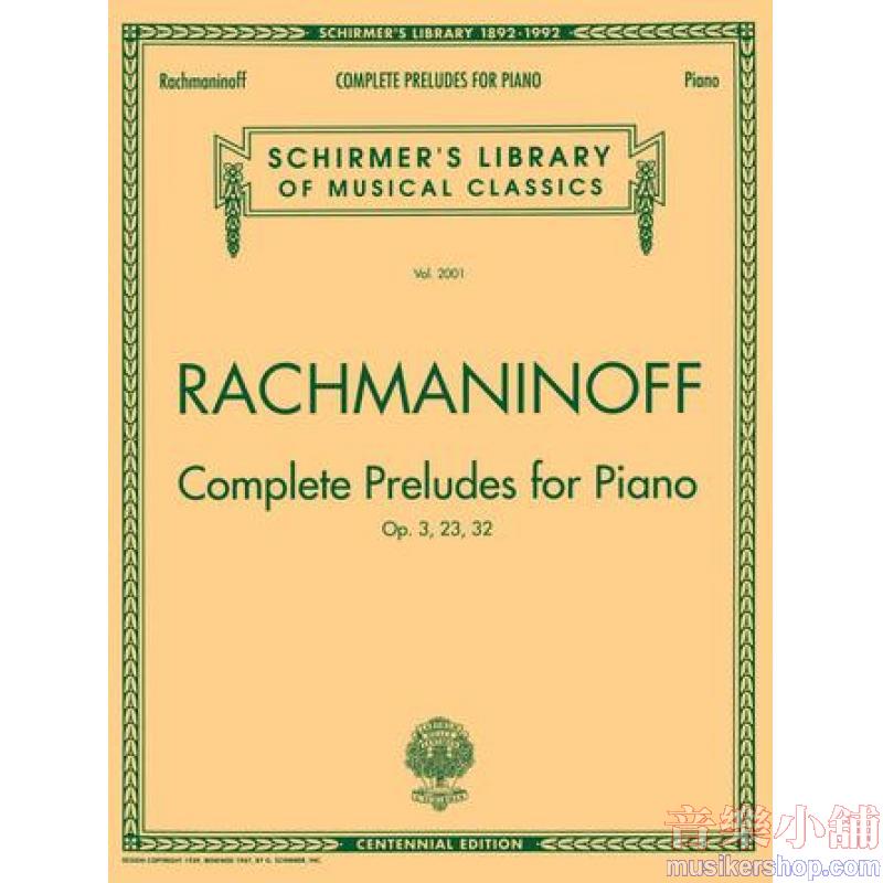 Rachmaninoff:Complete Preludes for Piano - Schirmer Library of Classics Volume 2001