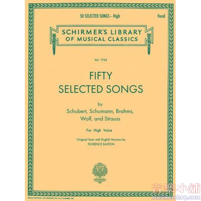 50 Selected Songs [ger., eng.], High Voice - Schirmer Library of Classics Volume 1754
