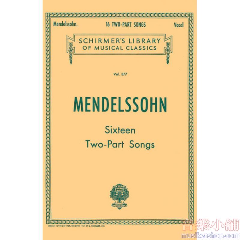 16 Two-Part Songs [ger., eng.] Vocal Duets - Schirmer Library of Classics Volume 377