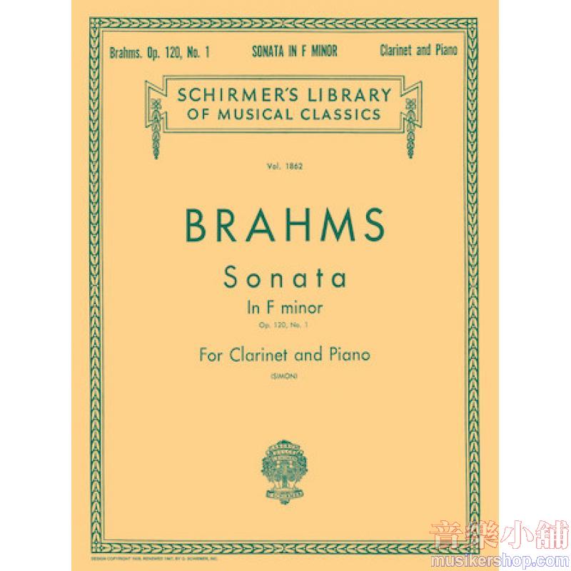 Brahms:Sonata in F Minor, Op. 120, No. 1 (Simon) - Schirmer Library of Classics Volume 1862