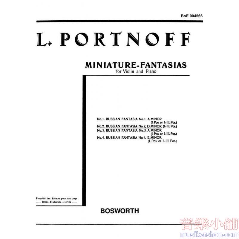 Leo Portnoff : Russian Fantasia No. 2 in D minor Violin and Piano