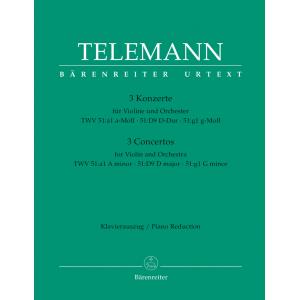 Telemann : Three Concertos for Violin and Orchestr...